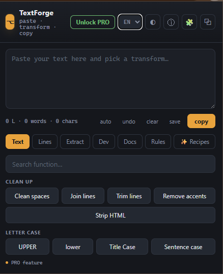 TextForge pré-visualização do produto